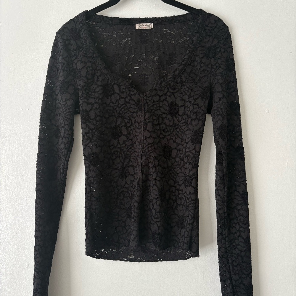 Free People Black Lacy Elegant and Versatile Top